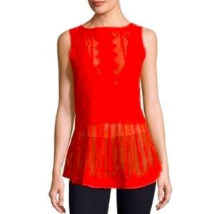 Kobi Halperin Embroidered Sleeveless Top with Peplum. Size Medium.